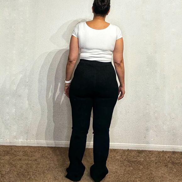 Sanctuary Black Ribbed Wide Leg Pants Sz L - Picture 10 of 12